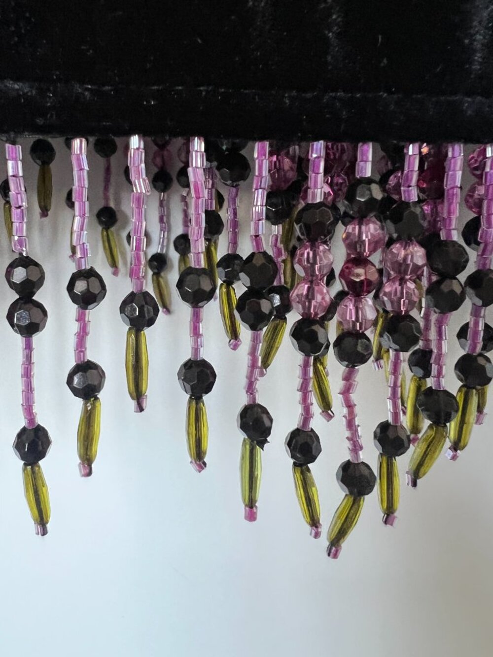 Vintage Y2K Betsey Johnson Black Velvet Beaded Fringe Dress S - Picture 9 of 13